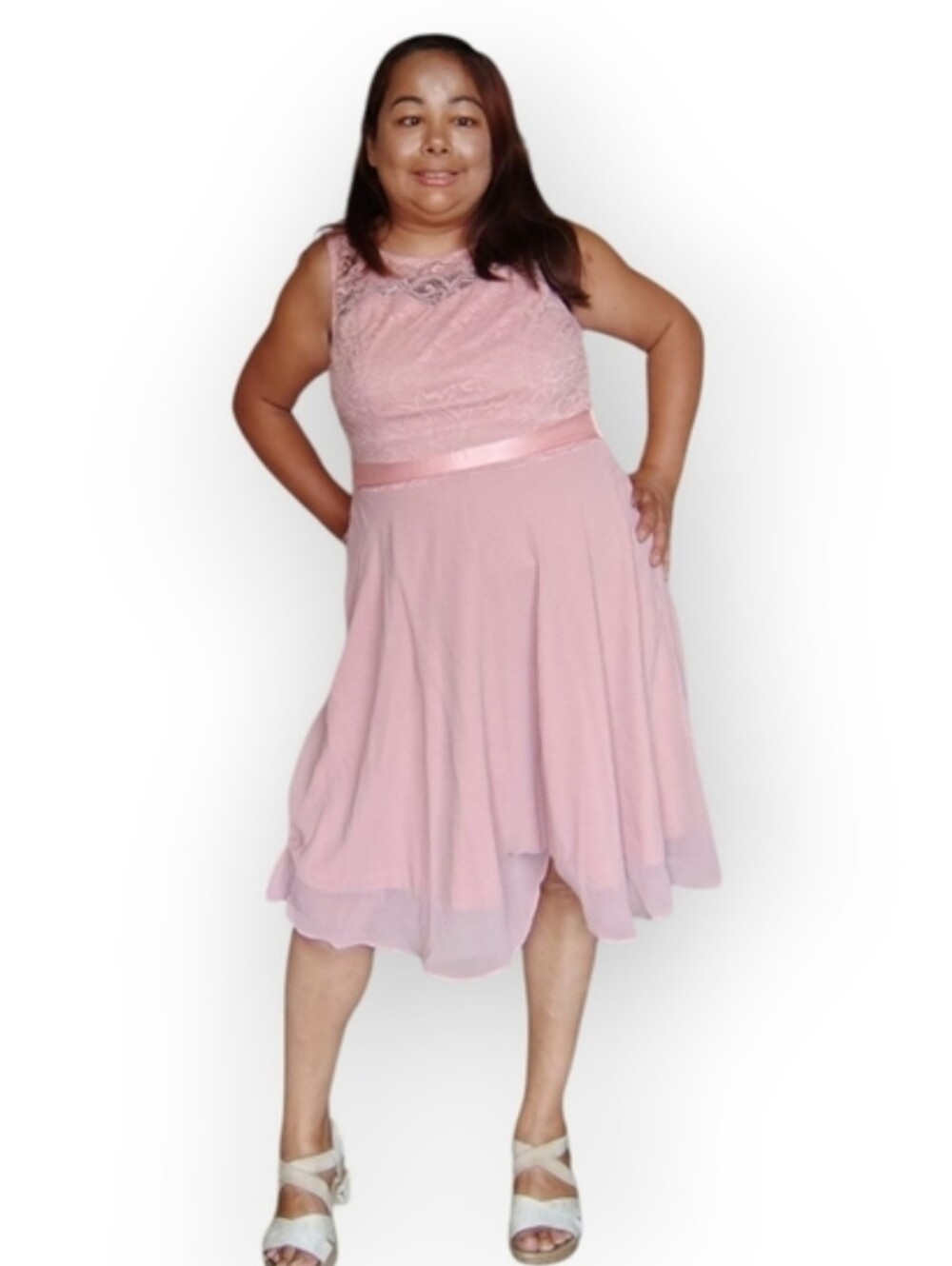 Bery Love Pink Sleeveless Formal Midi Dress Women's Medium
